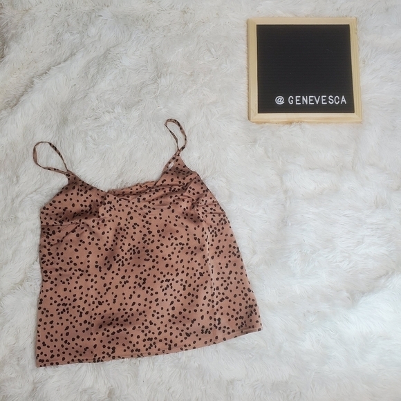 CHIC Bronze Satin Spotted PJ Set Tank & Shorts - Picture 6 of 8